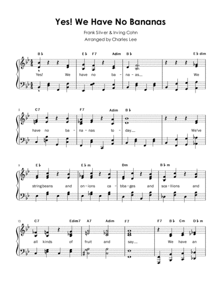 Yes! We Have No Bananas (arr. Charles Lee)