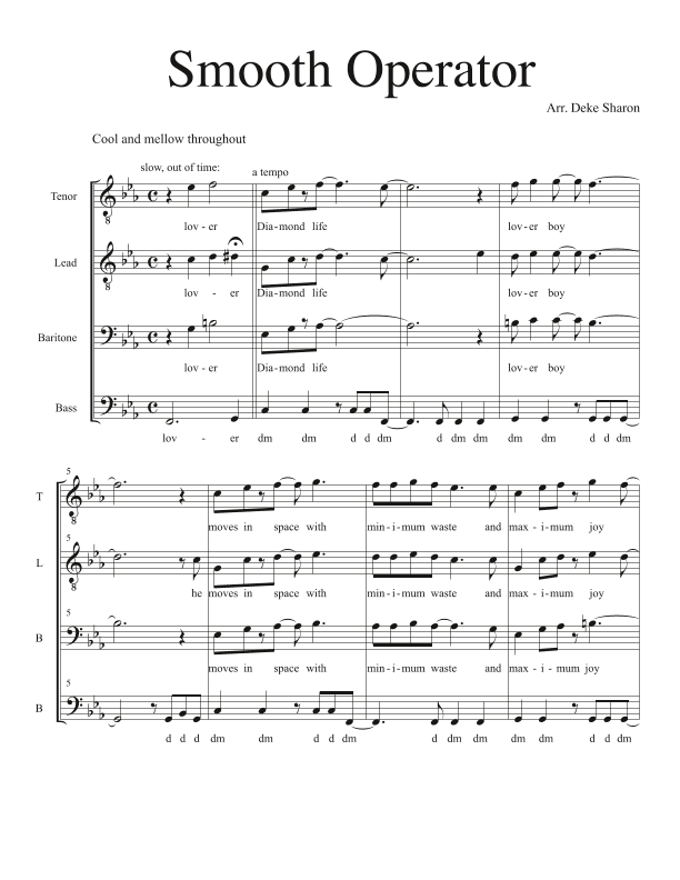 Smooth Operator (arr. Deke Sharon)