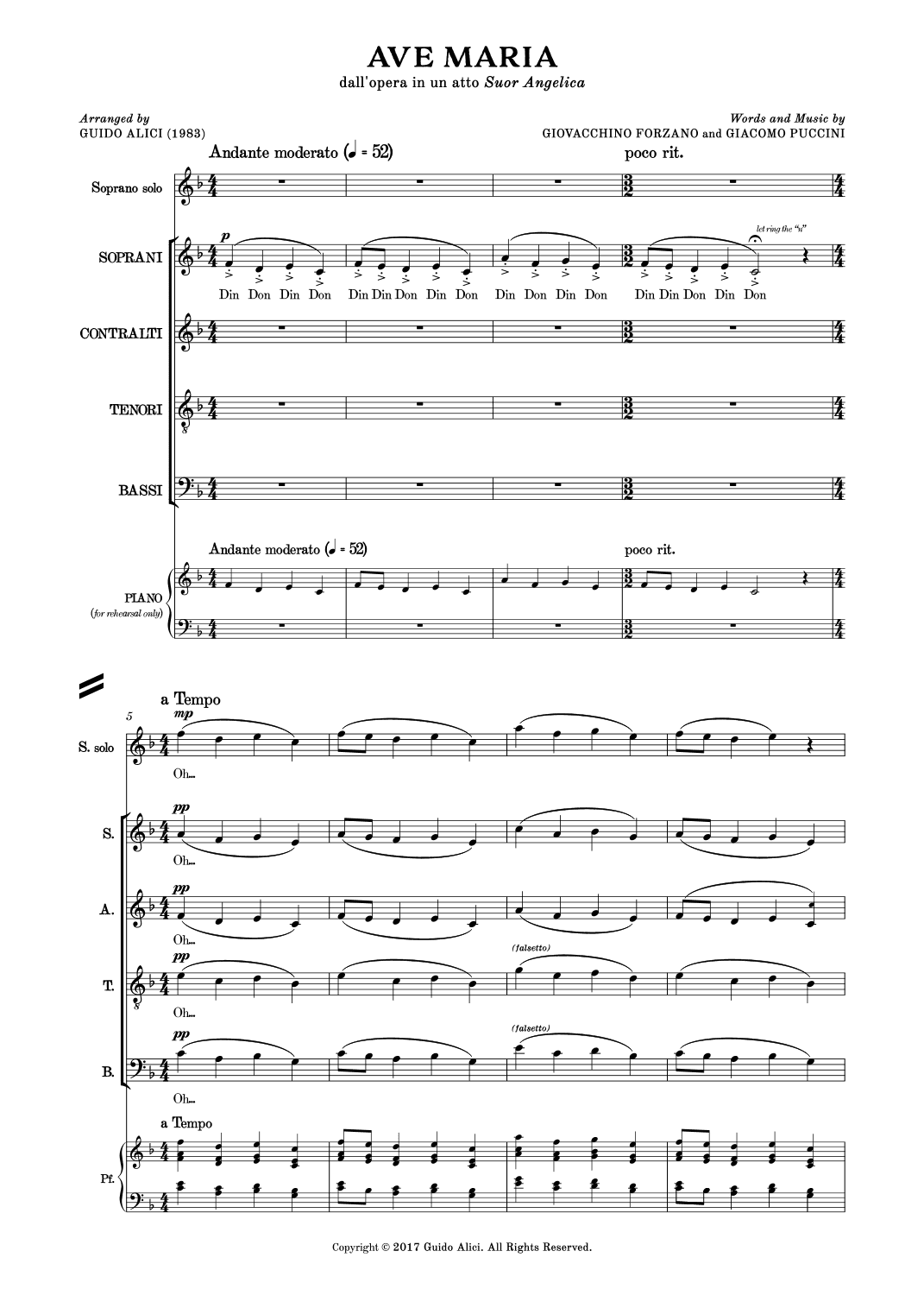 Ave Maria by Puccini (excerpt from "Suor Angelica") (arr. Guido Alici)