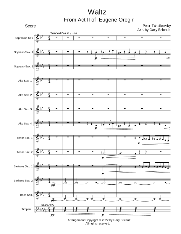 Eugene Onegin, Waltz from Act II (arr. Gary Bricault)