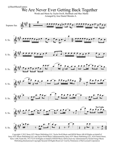 We Are Never Ever Getting Back Together (arr. Jose Daniel Morales A.)