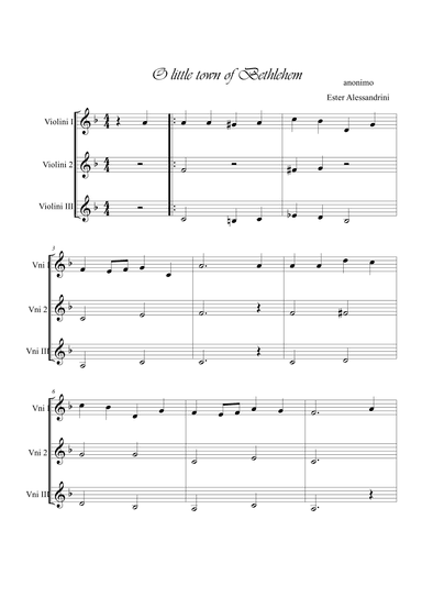 O little town in Bethelhem. 3 violins (arr. Ester Alessandrini)