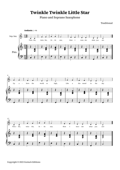Twinkle Twinkle Little Star (arr. Guima's Editions)