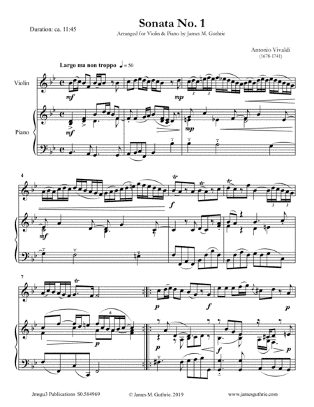 Vivaldi: The Six Sonatas Complete for Violin & Piano (arr. James M. Guthrie, ASCAP)