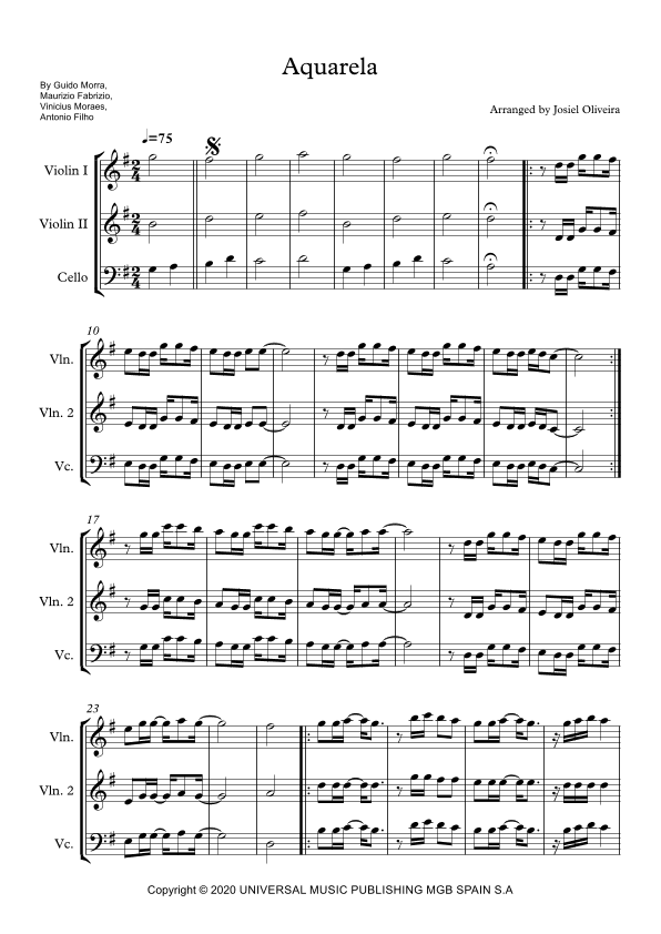 Aquarela-toquinho (arr. Josiel Oliveira)