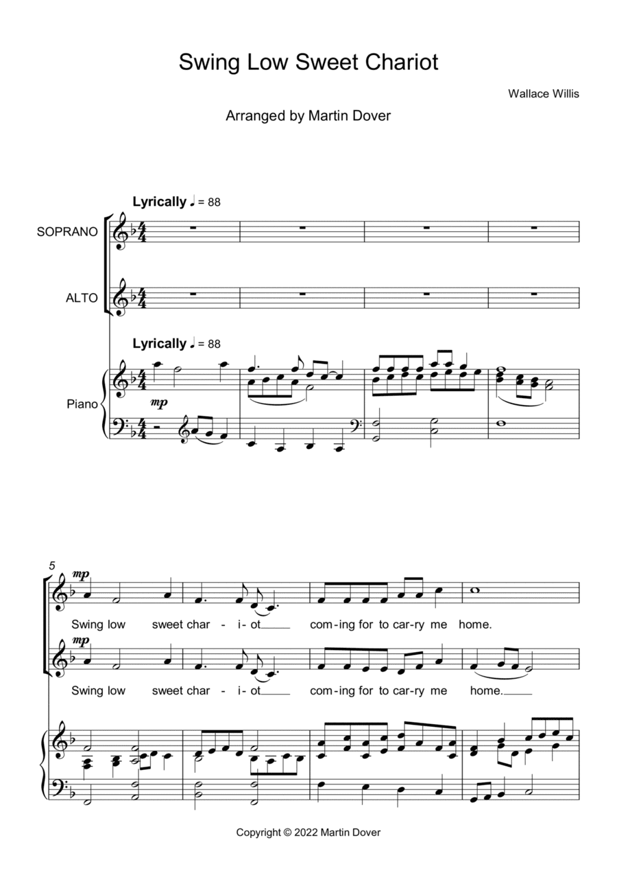Swing Low Sweet Chariot - Two Part Choir - SA - Upper Voices (arr. Martin Dover)