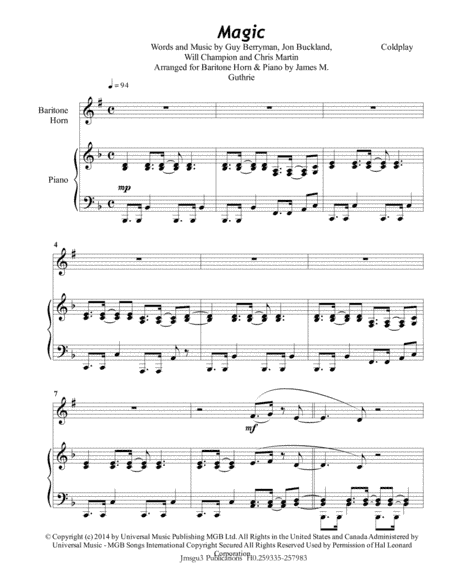 Magic (arr. James M. Guthrie, ASCAP)