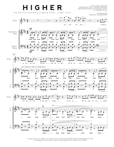 Higher (arr. Patrick Dunnevant)