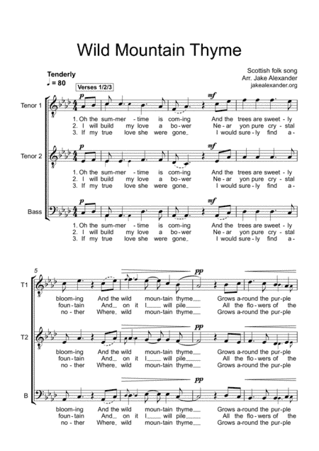 Wild Mountain Thyme - TTB a cappella (arr. Jake Alexander)