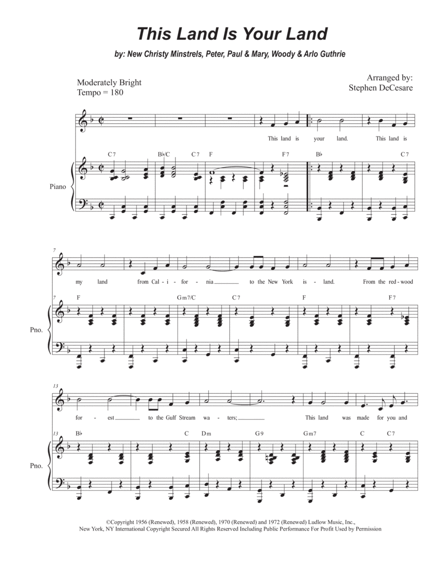 This Land Is Your Land (arr. Stephen DeCesare)