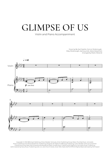 Glimpse Of Us (arr. Pedro Merendi)