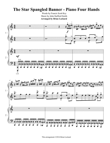 Star Spangled Banner Piano Four Hands (arr. Brian Lockard)