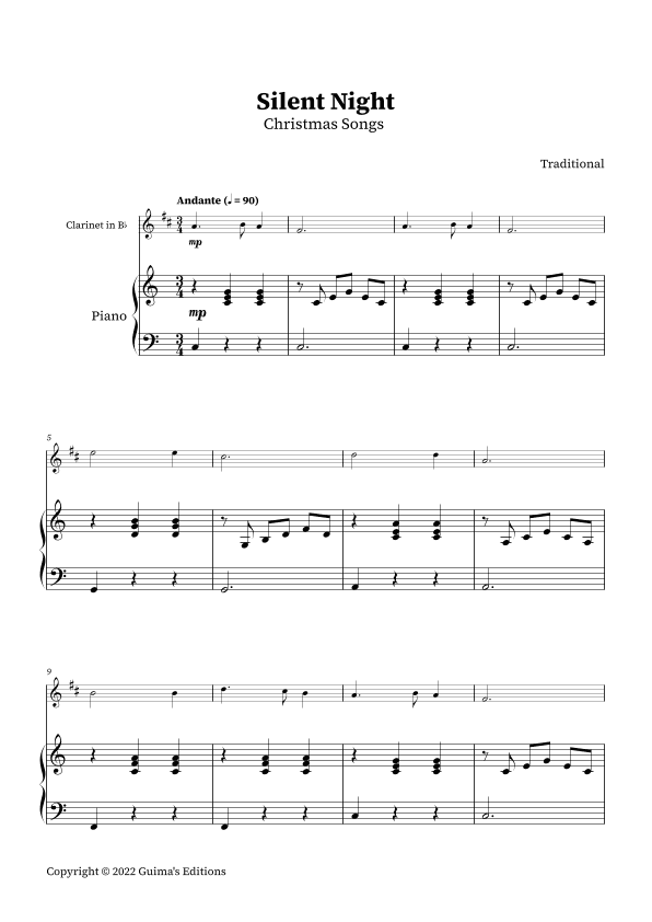 Silent Night (arr. Guima's Editions)