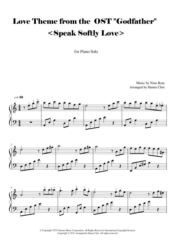 Speak Softly Love (arr. Hanna Choi)