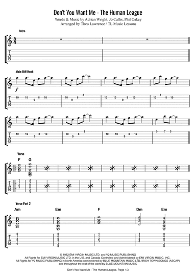 Don't You Want Me (arr. Theo Lawrence / TL Music Lessons)
