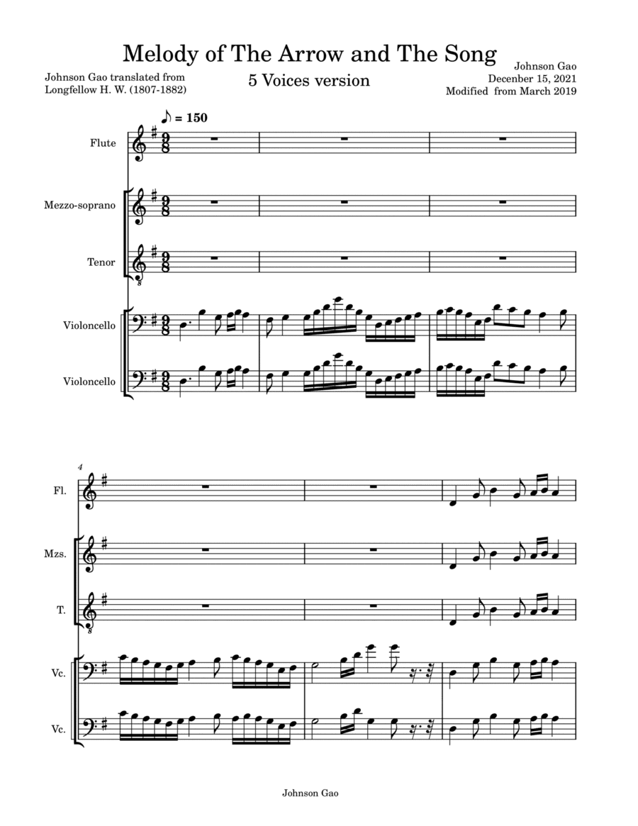 The Arrow and the Song. 5 instruments slower version