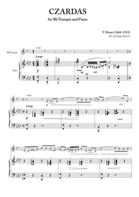 Czardas for Trumpet and Piano (arr. Diego Marani)