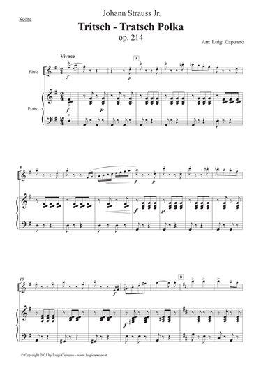 J. Strauss: Tritsch - trastch polka (flute and piano) Easy level (arr. Luigi Capuano)