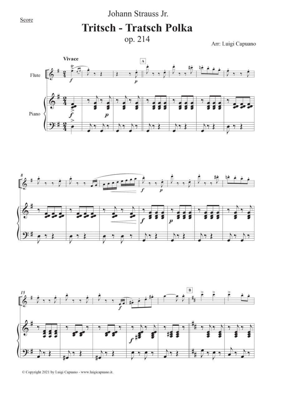 J. Strauss: Tritsch - trastch polka (flute and piano) Easy level (arr. Luigi Capuano)