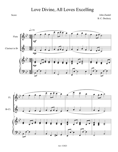 Love Divine, All Loves Excelling (Flute and Clarinet Duet with Piano Accompaniment) (arr. B. C. Dockery)