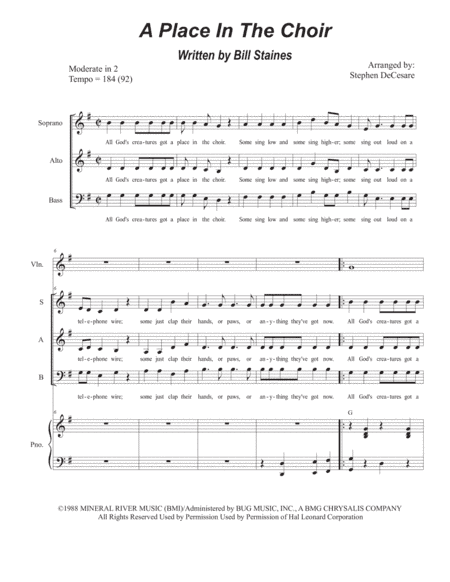 A Place In The Choir (arr. Stephen DeCesare)