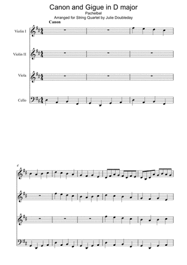 Pachelbel: Canon and Gigue for String Quartet - Score and Parts (arr. Julie Doubleday)