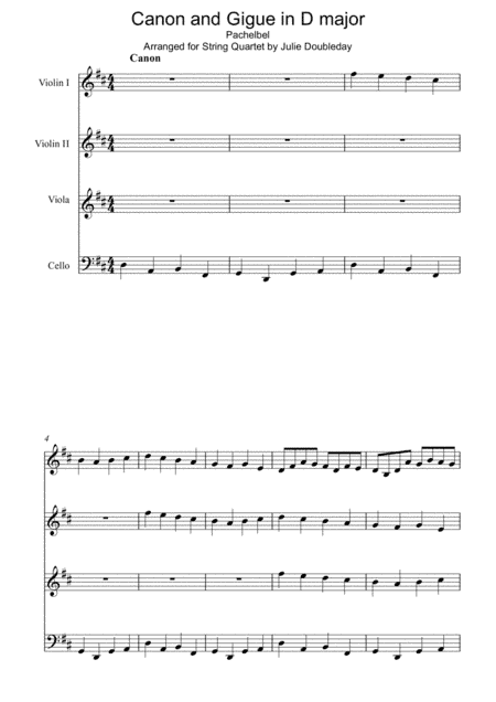Pachelbel: Canon and Gigue for String Quartet - Score and Parts (arr. Julie Doubleday)
