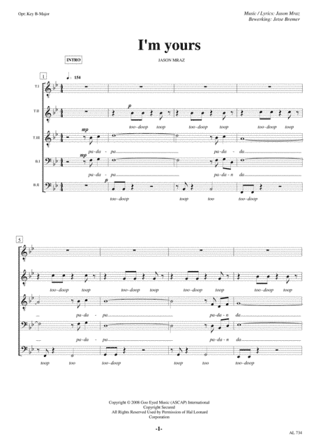 I'm Yours (arr. Jetse Bremer)