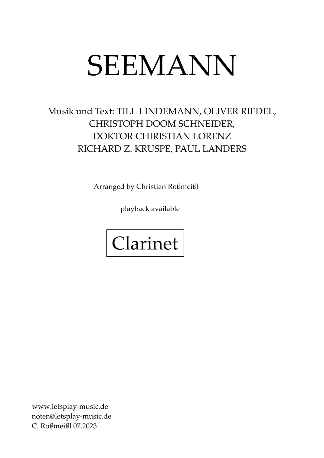 Seemann (arr. Christian Roßmeißl)