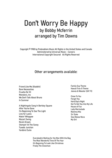 Don't Worry, Be Happy (arr. Tim Downs)