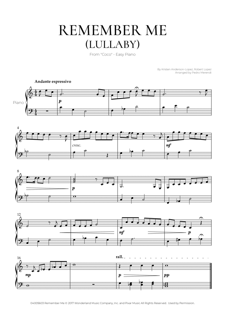 Remember Me (lullaby) (arr. Pedro Merendi)