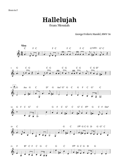 Hallelujah by Handel for French Horn with Chords (arr. Langanho)