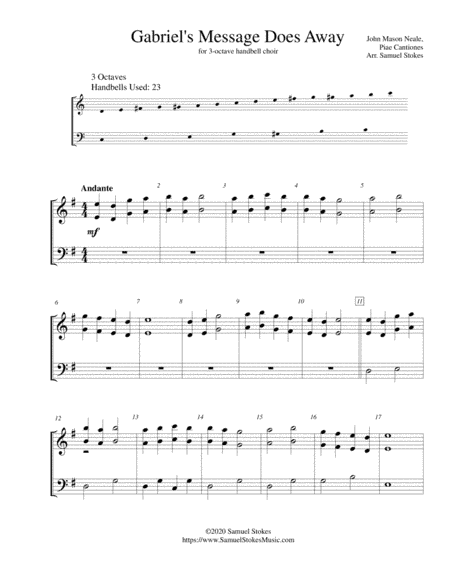 Gabriel's Message Does Away - for 3-octave handbell choir (arr. Samuel Stokes)