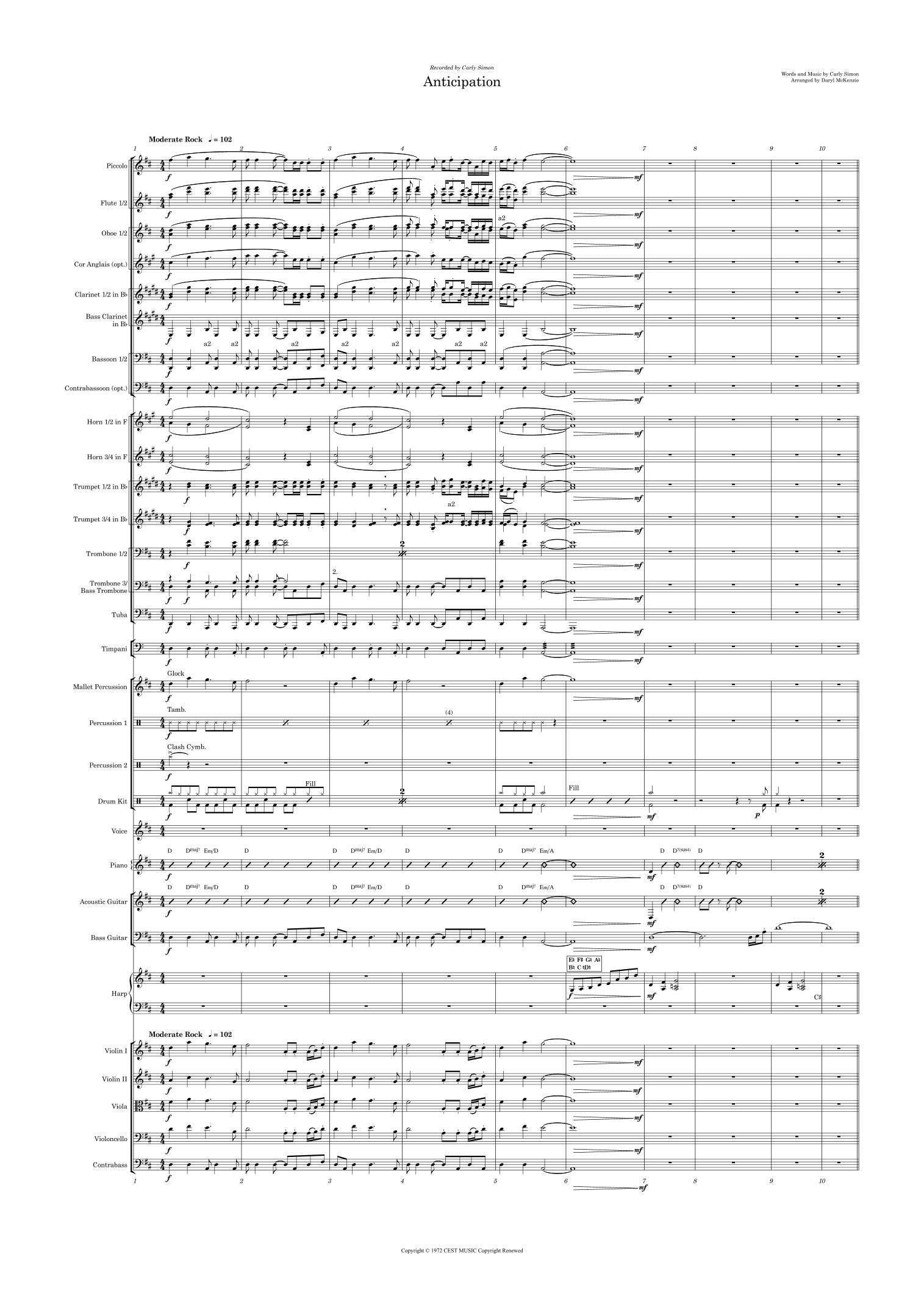 Anticipation (arr. Daryl McKenzie)