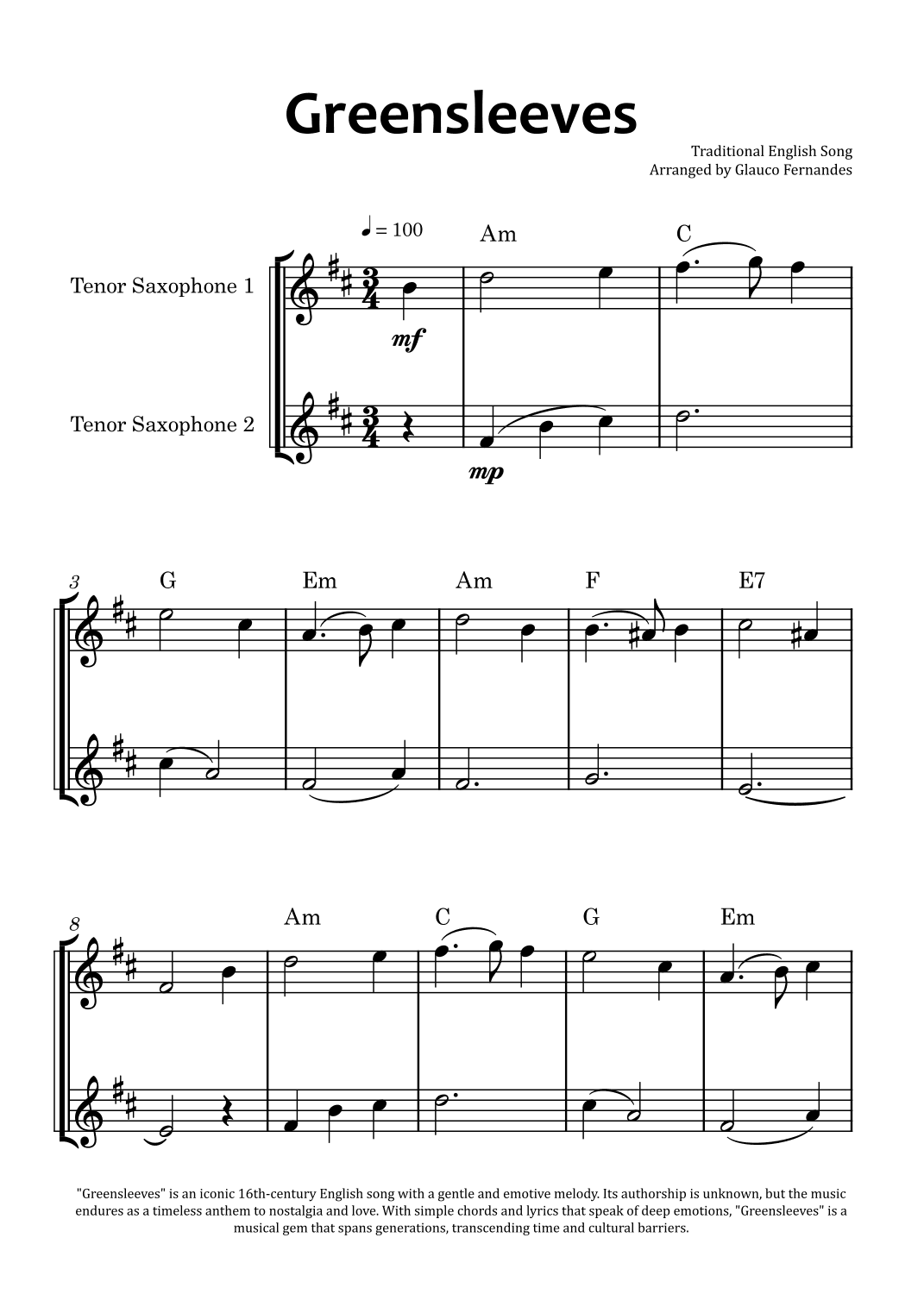 Greensleeves (arr. Glauco Fernandes)