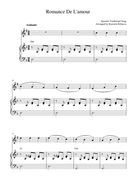 Romance De L'amour (soprano sax solo and piano accompaniment) (arr. Kaiserin Rebecca)