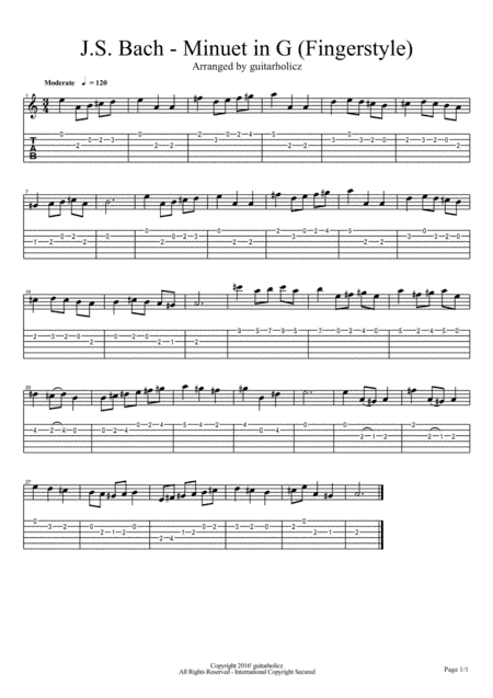 Minuet In G (arr. guitarholicz)