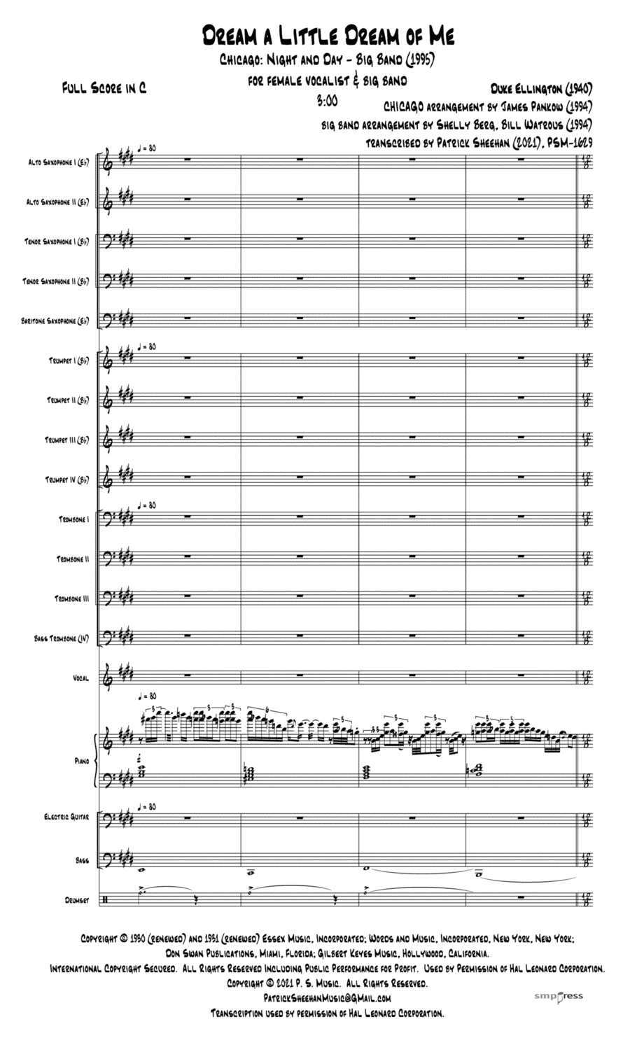 Dream A Little Dream Of Me (arr. Patrick Sheehan)