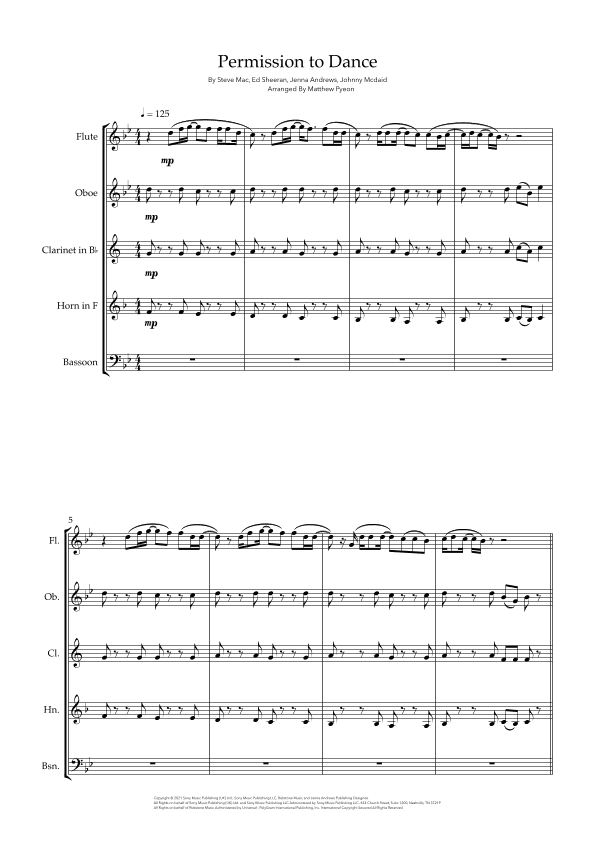 Permission To Dance (arr. Matthew pyeon)
