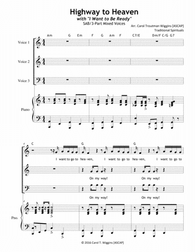 "Highway to Heaven" with "I Want to Be Ready" (arr. Carol Troutman Wiggins)