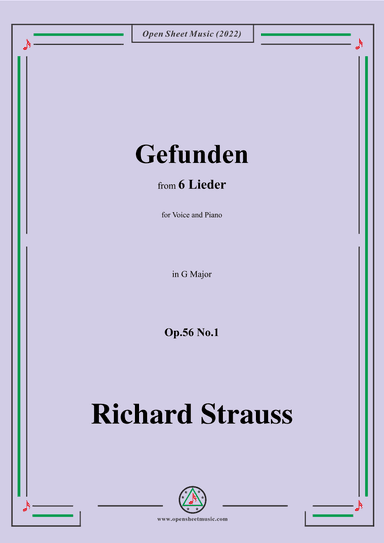 Richard Strauss-Gefunden,in G Major,Op.56 No.1 (arr. OSM Press)