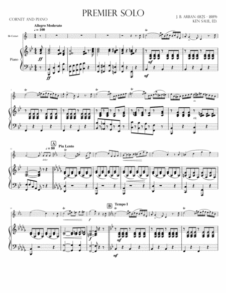 Arban Premier Solo for Cornet and Piano (arr. Ken Saul)
