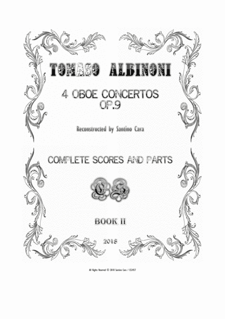 Albinoni - Four Oboe Concertos Op.9 for Oboe, Strings and Cembalo - Scores and Parts (arr. Santino Cara)