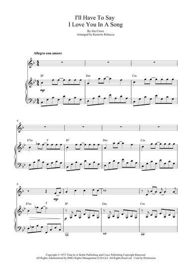 I'll Have To Say I Love You In A Song (arr. Kaiserin Rebecca)