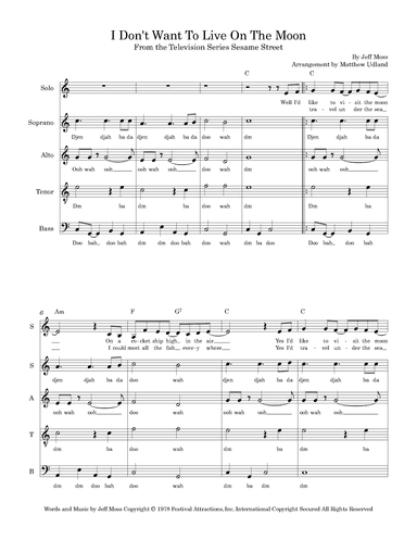 I Don't Want To Live On The Moon (arr. Matthew Udland)