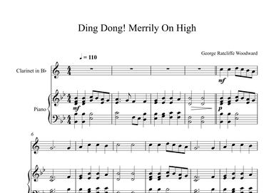 Ding Dong! Merrily On High! - George Ratcliffe Woodward (Clarinet + Piano) (arr. Digital Book Music)