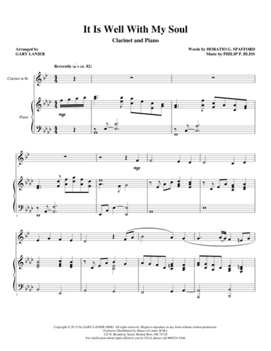 IT IS WELL WITH MY SOUL (Clarinet Piano w/Clar Prt) (arr. Gary Lanier)