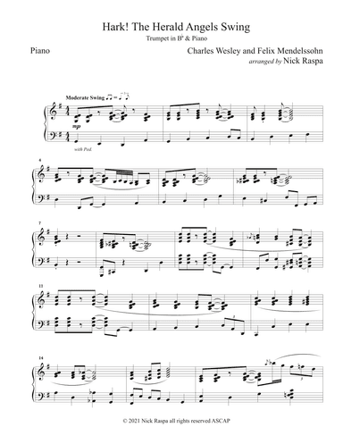 Hark! The Herald Angels Swing (B Flat Trumpet & Piano) Piano part (arr. Nick Raspa)