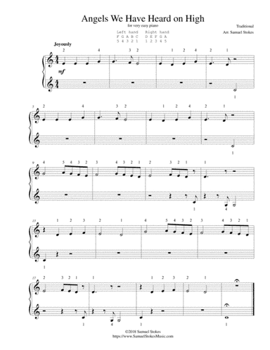 Angels We Have Heard on High - for very easy piano (arr. Samuel Stokes)