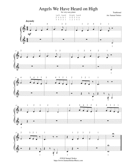 Angels We Have Heard on High - for very easy piano (arr. Samuel Stokes)